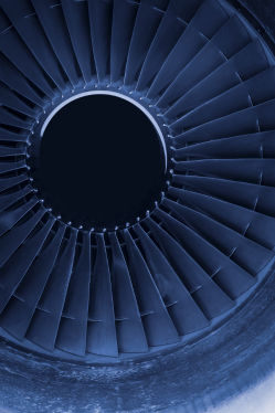 Close up of jet engine